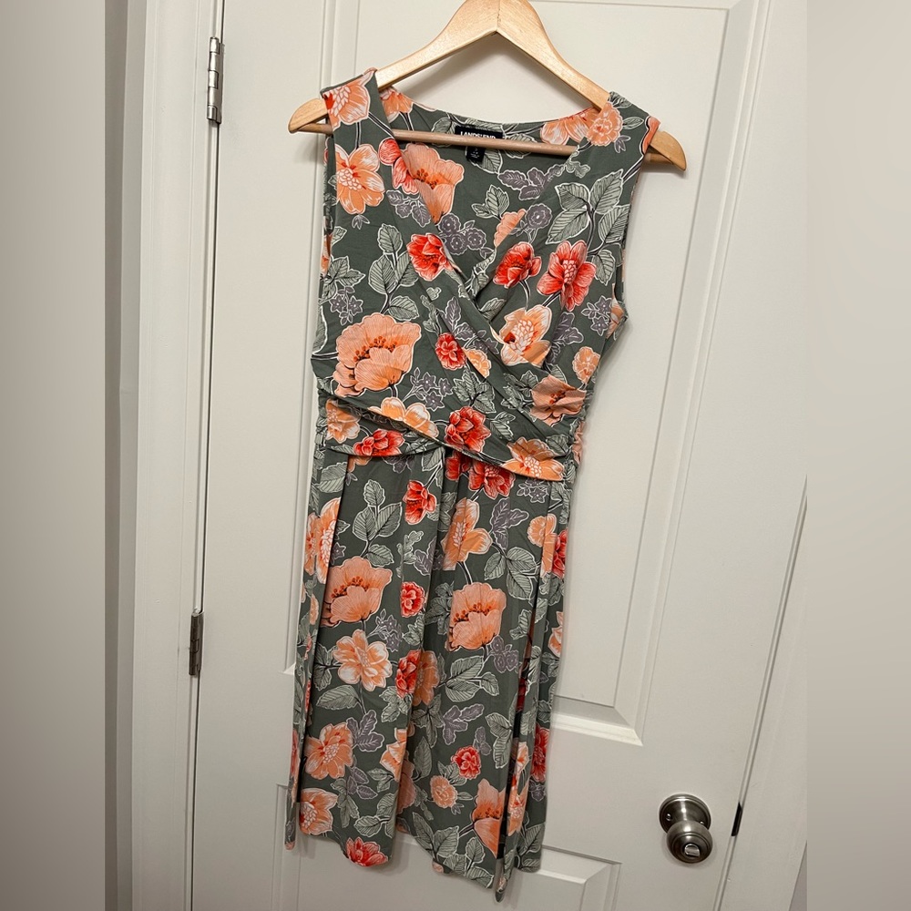 Land’s End Faux Wrap Fit and Flare Dress, Size S (6/8)